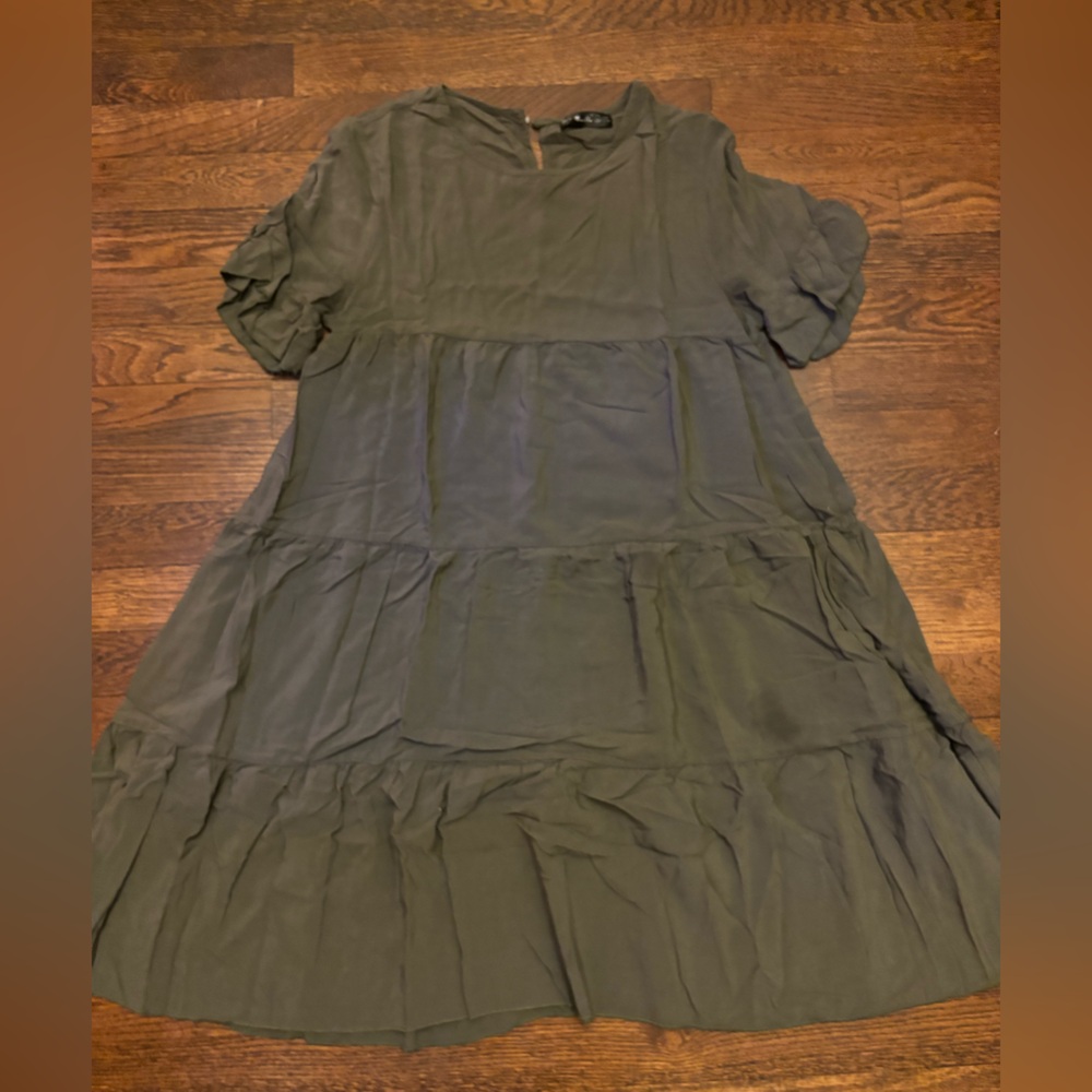 Green Tiered Ruffled Midi Sundress